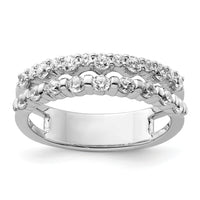 14K White Gold Polished Diamond Double Band Fashion Ring-RM9427