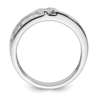 14k White Gold Polish & Satin Hammered Diamond Mens Wedding Band-RM9625B