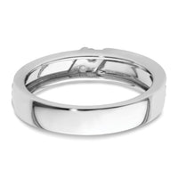 14k White Gold Polish & Satin Hammered Diamond Mens Wedding Band-RM9625B