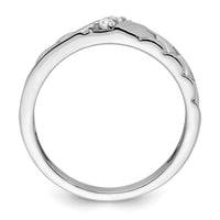 14k White Gold Polish & Satin Woven Design Diamond Mens Wedding Band-RM9627B