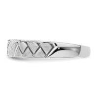 14k White Gold Polish & Satin Woven Design Diamond Mens Wedding Band-RM9627B
