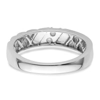 14k White Gold Polish & Satin Woven Design Diamond Mens Wedding Band-RM9627B