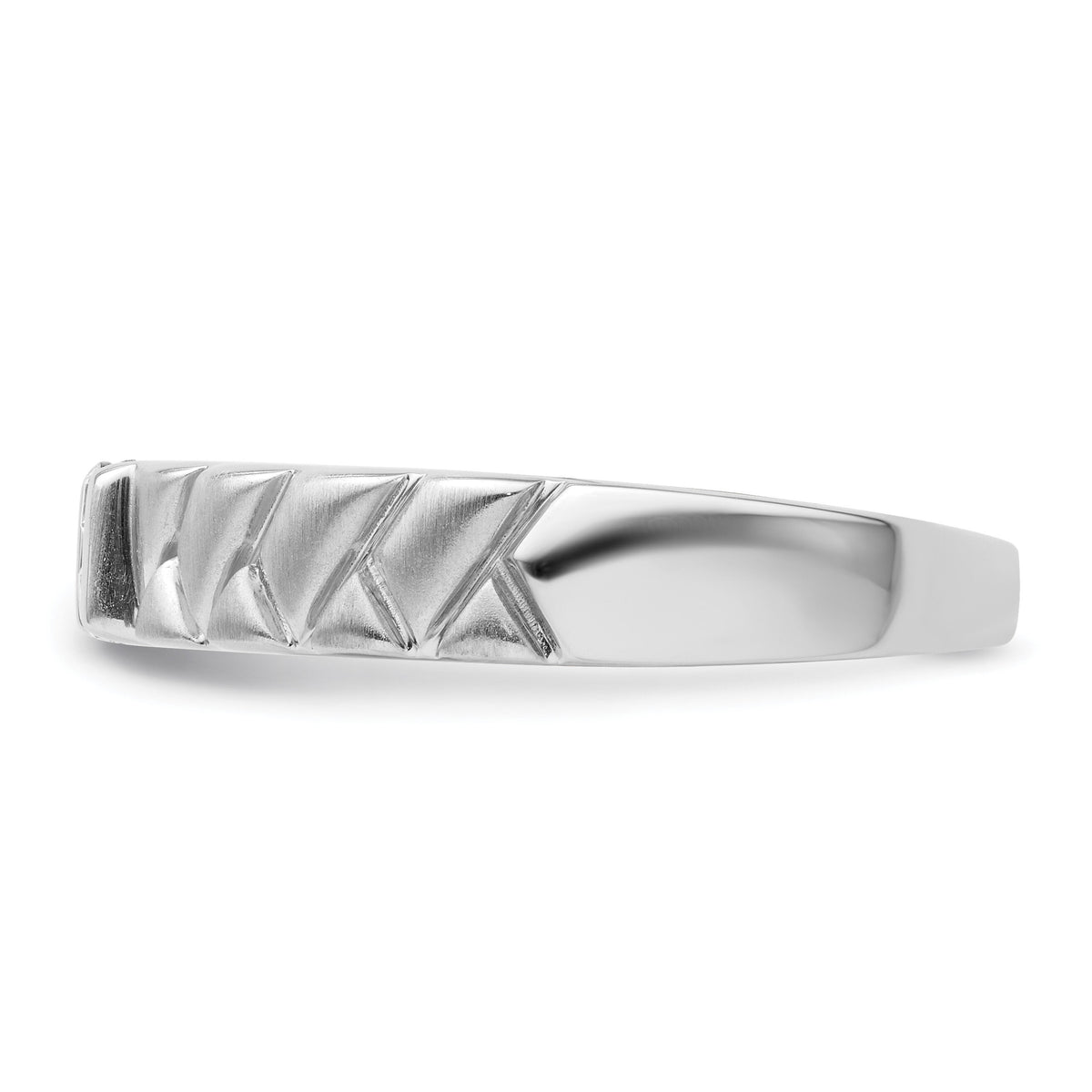 14k White Gold Polish & Satin Woven Design Diamond Mens Wedding Band-RM9628B