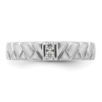 14k White Gold Polish & Satin Woven Design Diamond Mens Wedding Band-RM9628B