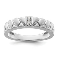 14k White Gold Polish & Satin Woven Design Diamond Mens Wedding Band-RM9628B