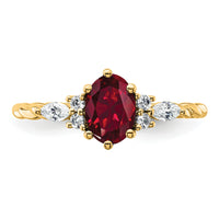 14K Polished Diamond and Lab Created Ruby Twisted Ring-RM9791