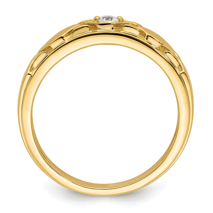 14k Grooved Complete Diamond Mens Wedding Band-RM9930B
