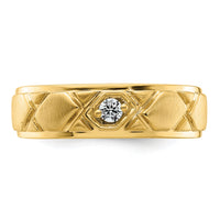 14k Grooved Complete Diamond Mens Wedding Band-RM9930B