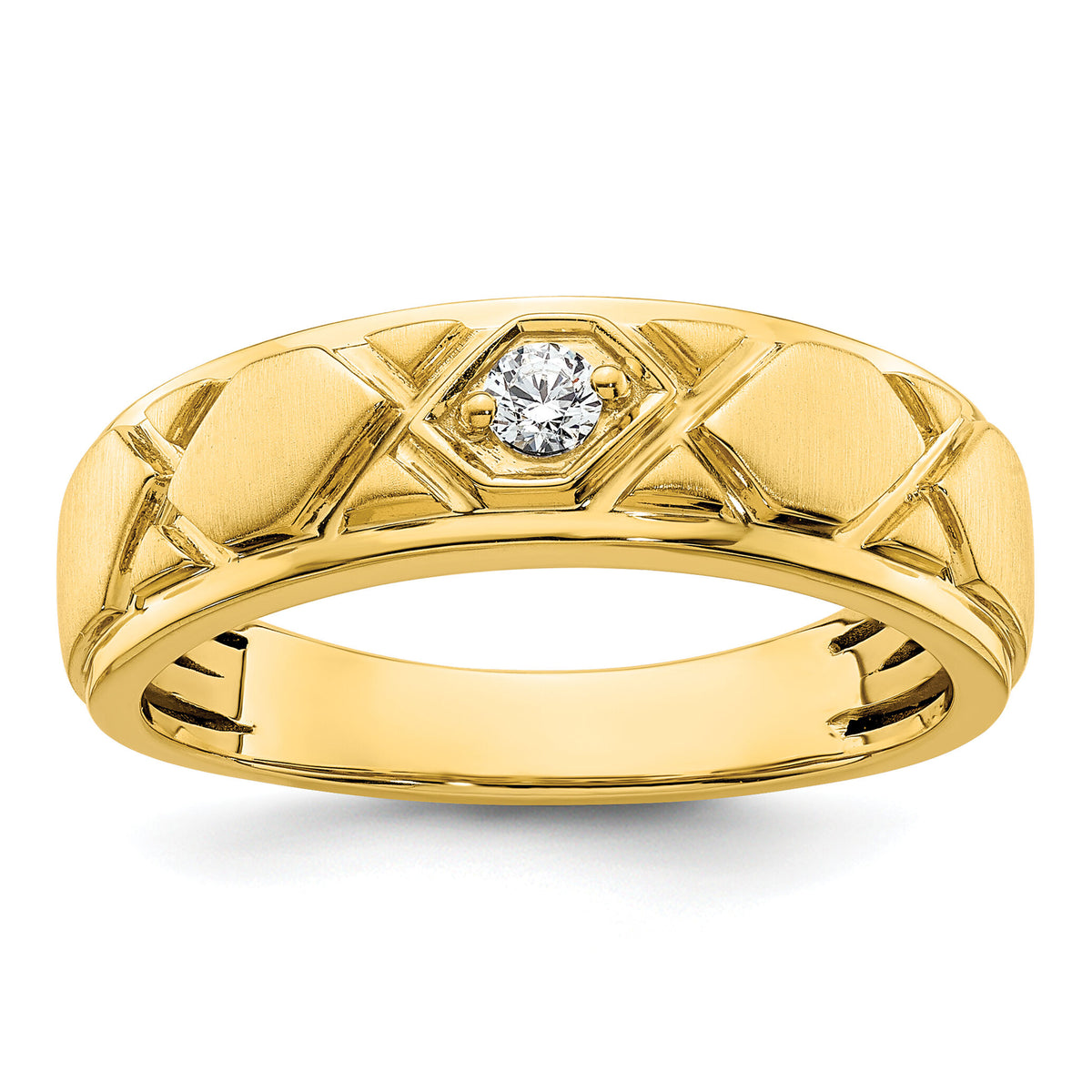 14k Grooved Complete Diamond Mens Wedding Band-RM9930B