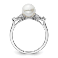 14K White Gold Polished Diamond and Pearl Fashion Ring-RM9988