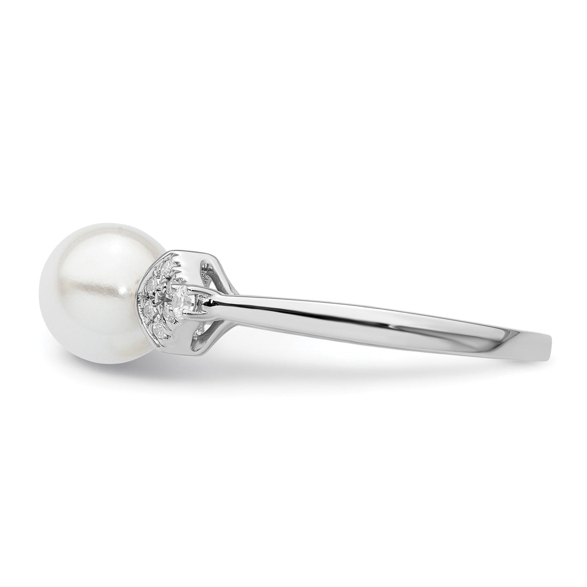 14K White Gold Polished Diamond and Pearl Fashion Ring-RM9988