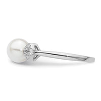 14K White Gold Polished Diamond and Pearl Fashion Ring-RM9988