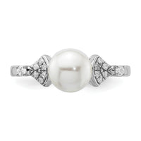 14K White Gold Polished Diamond and Pearl Fashion Ring-RM9988