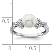 14K White Gold Polished Diamond and Pearl Fashion Ring-RM9988