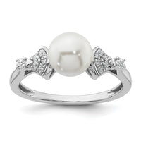 14K White Gold Polished Diamond and Pearl Fashion Ring-RM9988