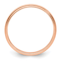 14k Rose Gold 3mm LTW Milgrain Half Round Band-RML030
