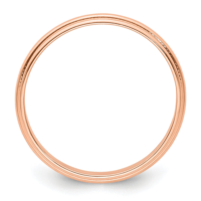 14k Rose Gold 3mm LTW Milgrain Half Round Band-RML030