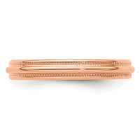 14k Rose Gold 3mm LTW Milgrain Half Round Band-RML030