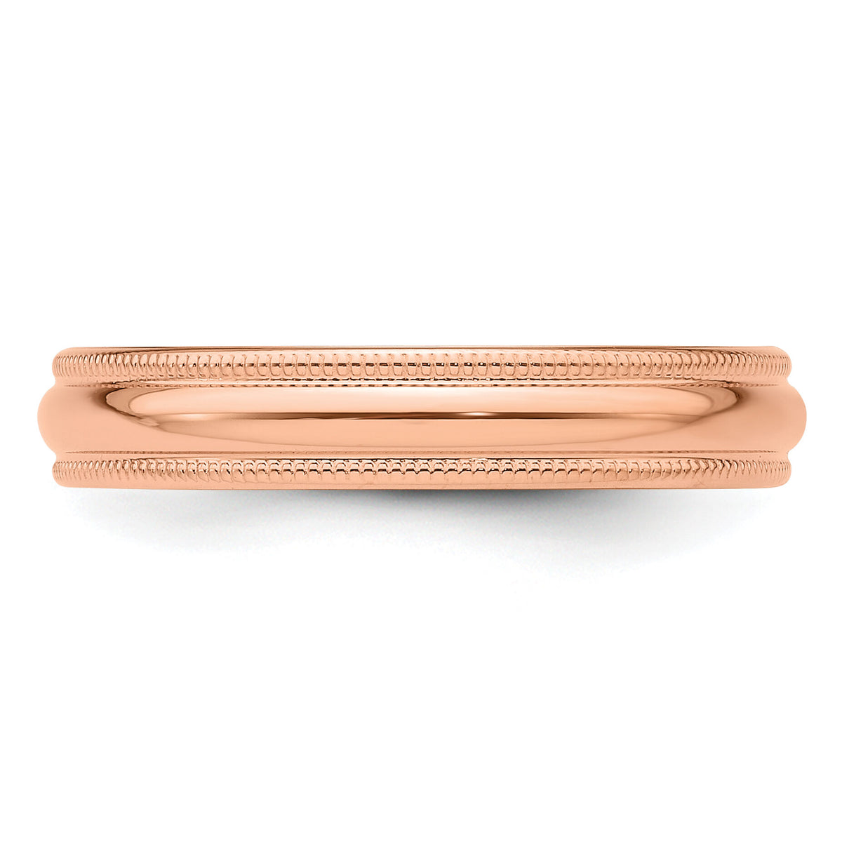14k Rose Gold 4mm LTW Milgrain Half Round Band-RML040