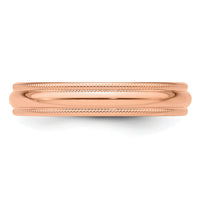 14k Rose Gold 4mm LTW Milgrain Half Round Band-RML040