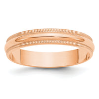 14k Rose Gold 4mm LTW Milgrain Half Round Band-RML040