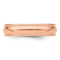 14k Rose Gold 5mm LTW Milgrain Half Round Band-RML050