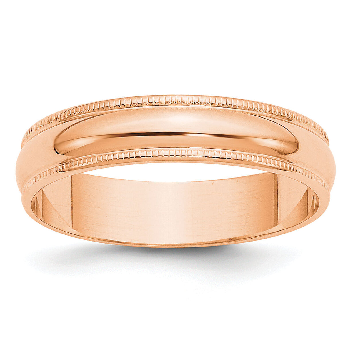 14k Rose Gold 5mm LTW Milgrain Half Round Band-RML050