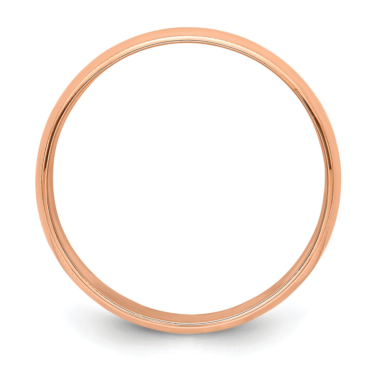 14k Rose Gold 6mm LTW Milgrain Half Round Band-RML060