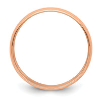 14k Rose Gold 6mm LTW Milgrain Half Round Band-RML060