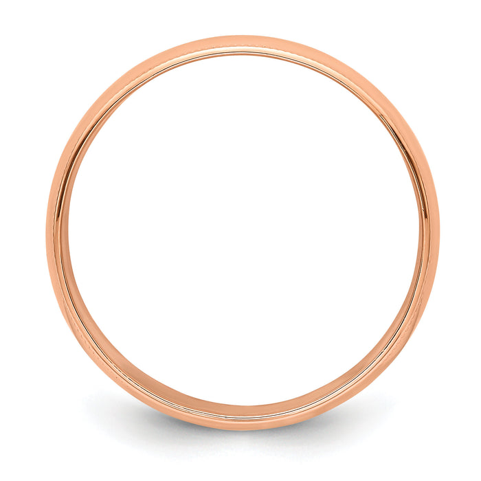 14k Rose Gold 6mm LTW Milgrain Half Round Band-RML060