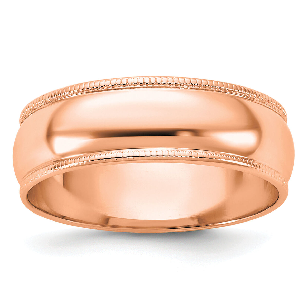 14k Rose Gold 6mm LTW Milgrain Half Round Band-RML060