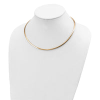 14k 3mm Reversible White & Yellow Domed Omega Necklace-ROM3-16
