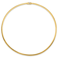 14k 3mm Reversible White & Yellow Domed Omega Necklace-ROM3-18