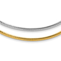 14k 3mm Reversible White & Yellow Domed Omega Necklace-ROM3-18