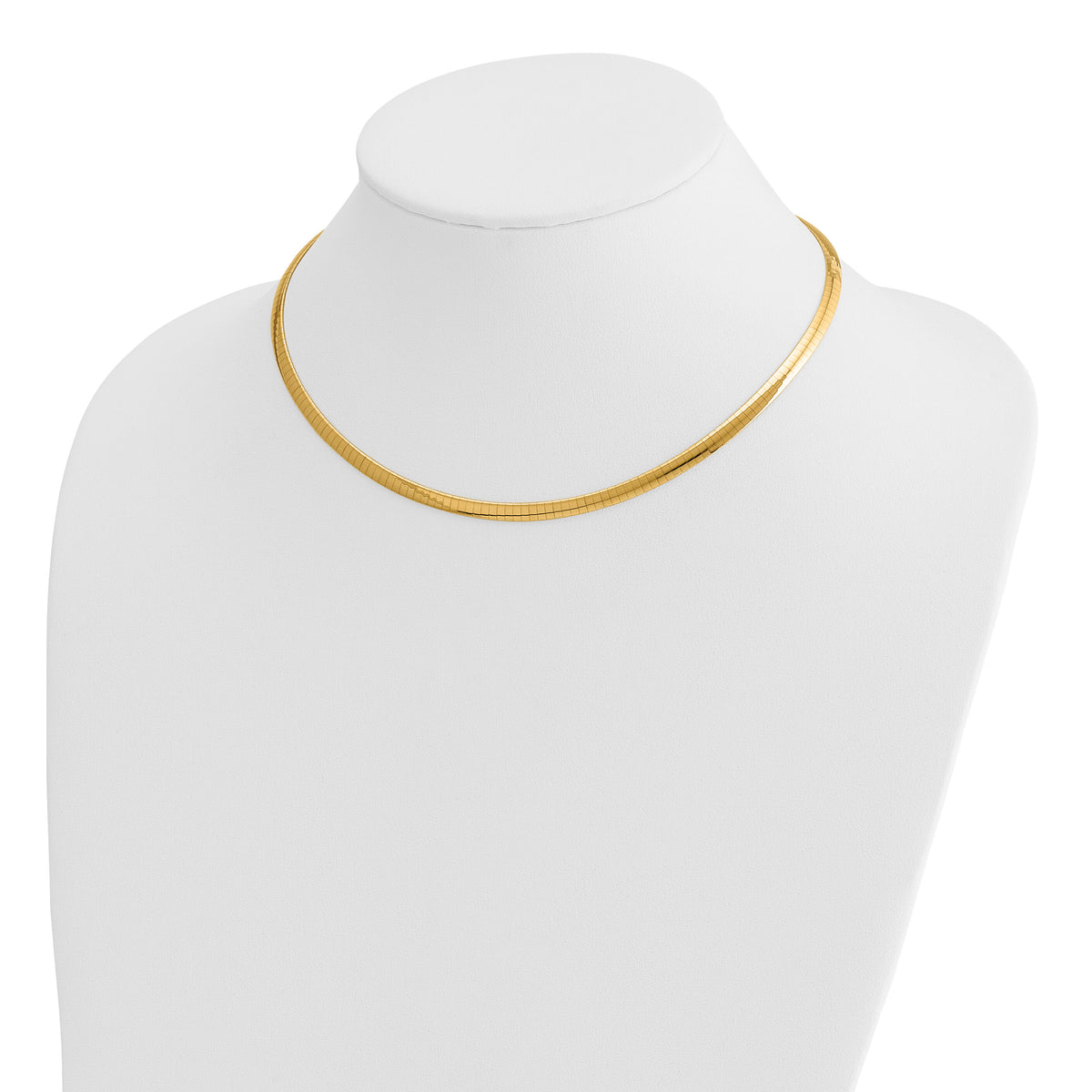 14k 4mm Reversible White & Yellow Domed Omega Necklace-ROM4-16