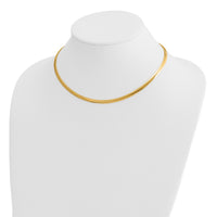 14k 4mm Reversible White & Yellow Domed Omega Necklace-ROM4-16
