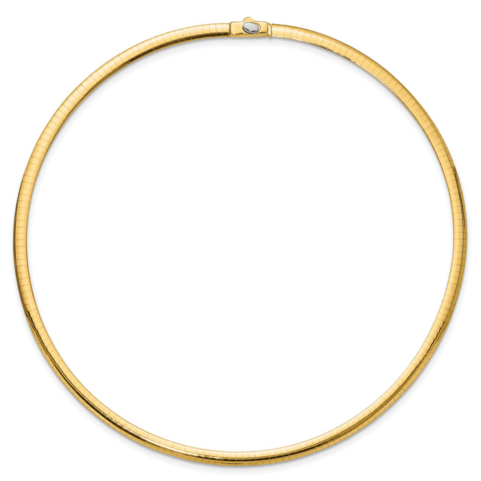14k 4mm Reversible White & Yellow Domed Omega Necklace-ROM4-16