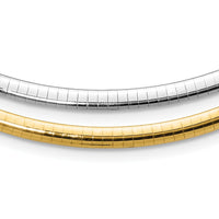 14k 4mm Reversible White & Yellow Domed Omega Necklace-ROM4-16