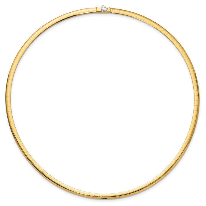 14k 4mm Reversible White & Yellow Domed Omega Necklace-ROM4-18