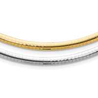 14k 4mm Reversible White & Yellow Domed Omega Necklace-ROM4-18