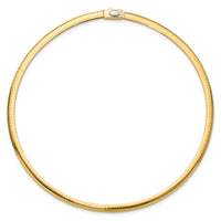 14k 5mm Reversible White & Yellow Domed Omega Necklace-ROM5-16