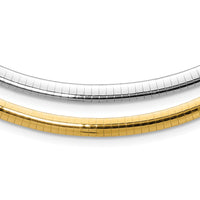 14k 5mm Reversible White & Yellow Domed Omega Necklace-ROM5-16