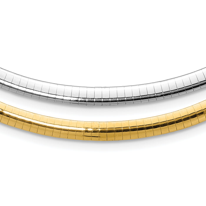 14k 5mm Reversible White & Yellow Domed Omega Necklace-ROM5-16