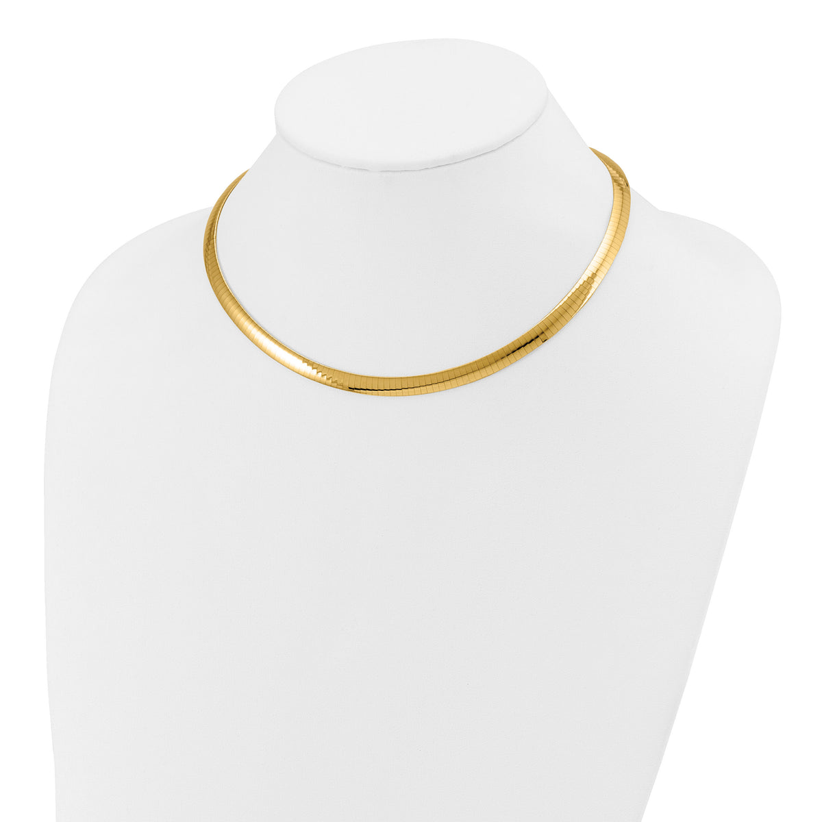 14k 6mm Reversible White & Yellow Domed Omega Necklace-ROM6-16