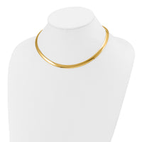 14k 6mm Reversible White & Yellow Domed Omega Necklace-ROM6-16