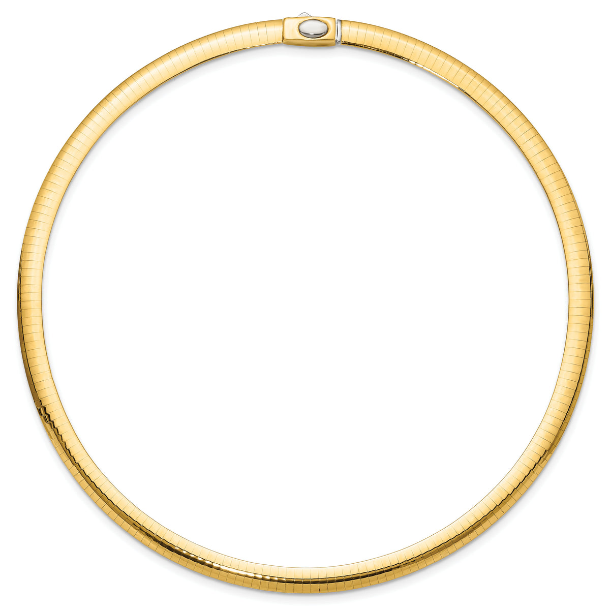 14k 6mm Reversible White & Yellow Domed Omega Necklace-ROM6-16