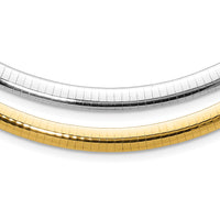 14k 6mm Reversible White & Yellow Domed Omega Necklace-ROM6-16