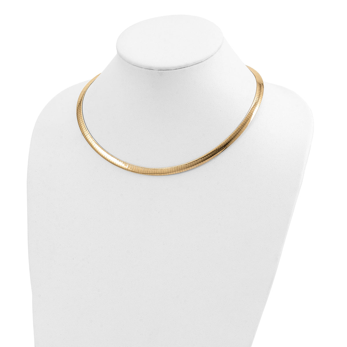 14k 6mm Reversible White & Yellow Domed Omega Necklace-ROM6-18