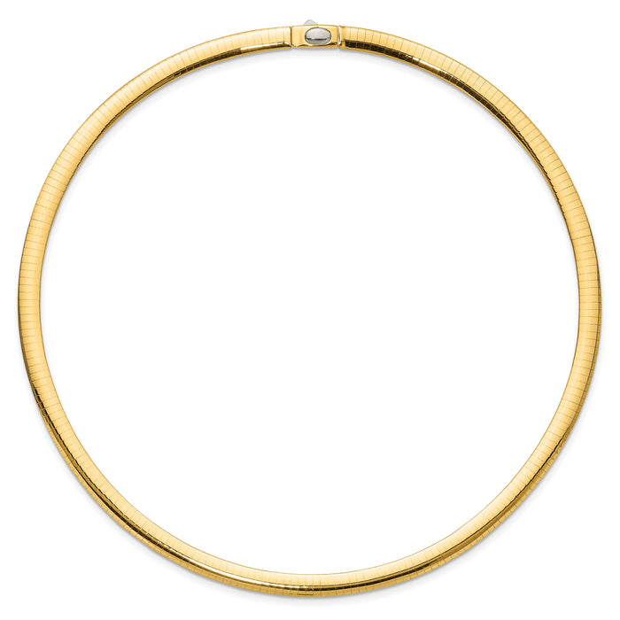 14k 6mm Reversible White & Yellow Domed Omega Necklace-ROM6-18