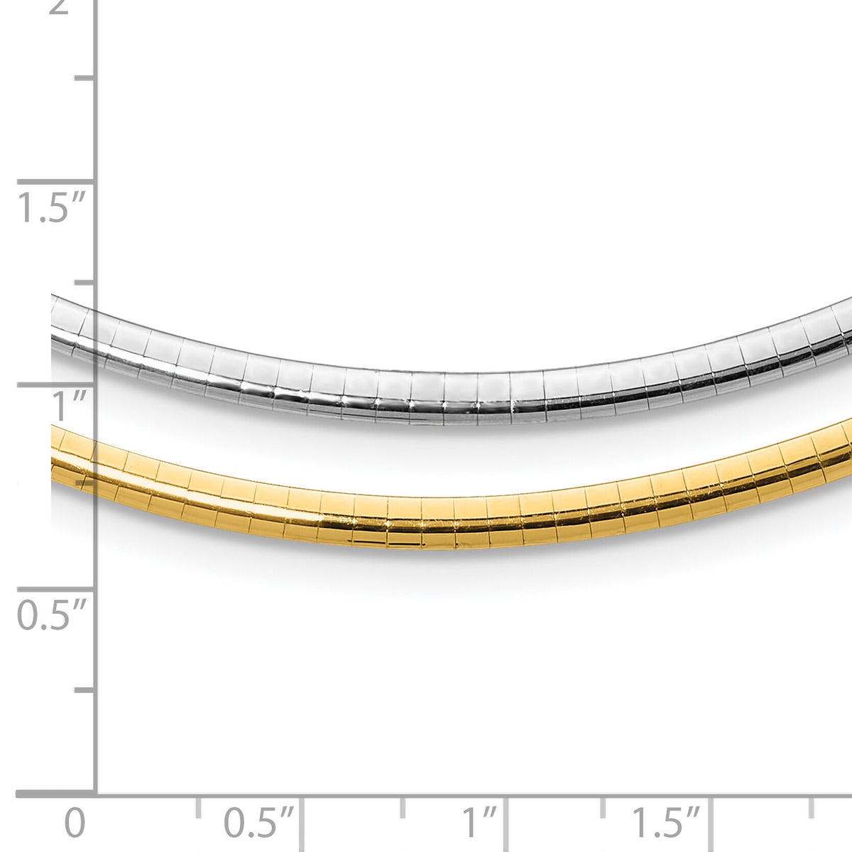 14k Two-tone Lt Reversible 3mm Omega w/extender Necklace-ROML3-16